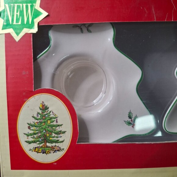 Spode Christmas Tree  Votive Candle Holders Set Of 3 NOS - Picture 6 of 10